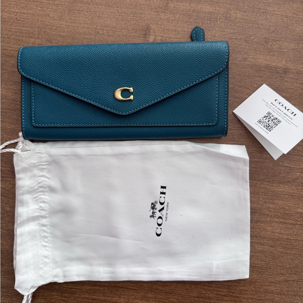 Coach Wynn Wallet - Crossgrain Leather - NEW - Turquoise Blue